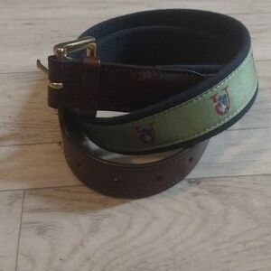 Mens Vineyard Collegate Brass Canvas Leather Design Belt Size 34 Resortwear